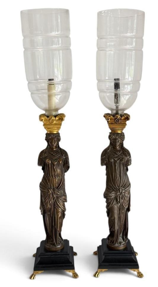 Pair of Bronze Caryatid Lamps (1 of 15)