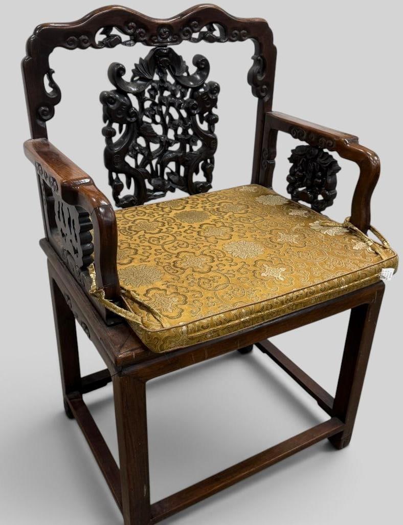 Antique Chinese carved armchair (1 of 5)