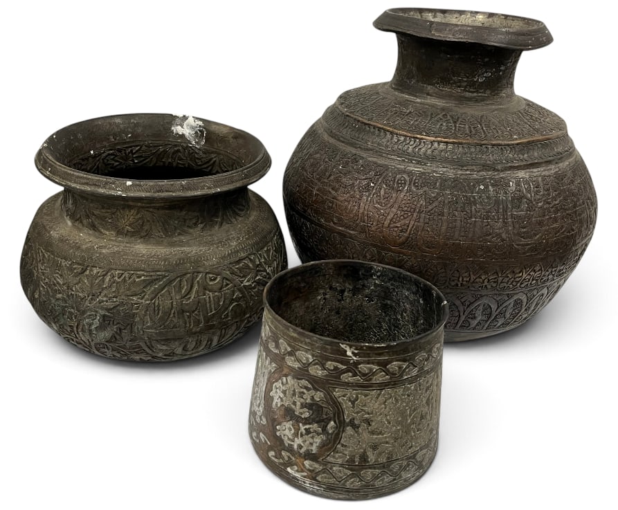 3 Middle Eastern metal pots (1 of 10)