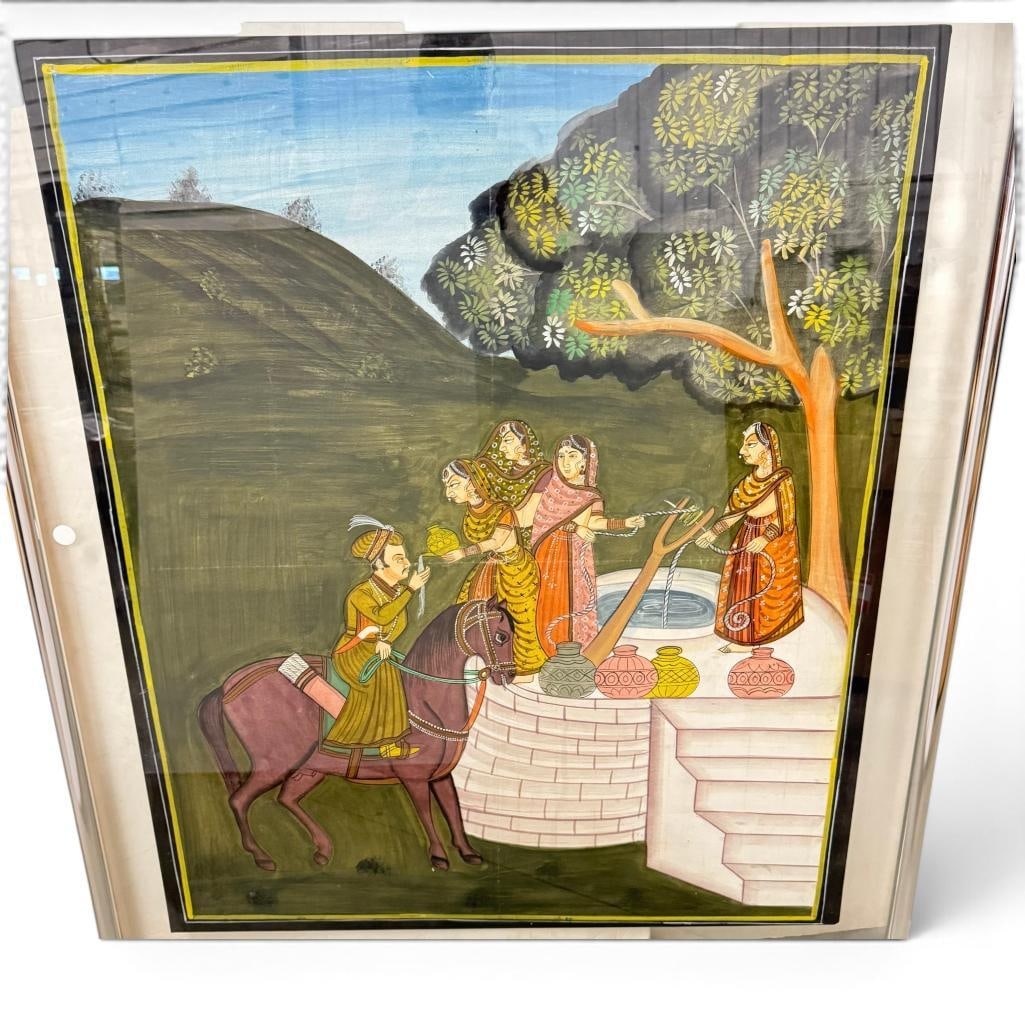 East Indian Mughal / Rajasthani painting: East Indian Mughal / Rajasthani painting. Approx. 45 x 36 inches. Frame approx. 53 x 45 inches.