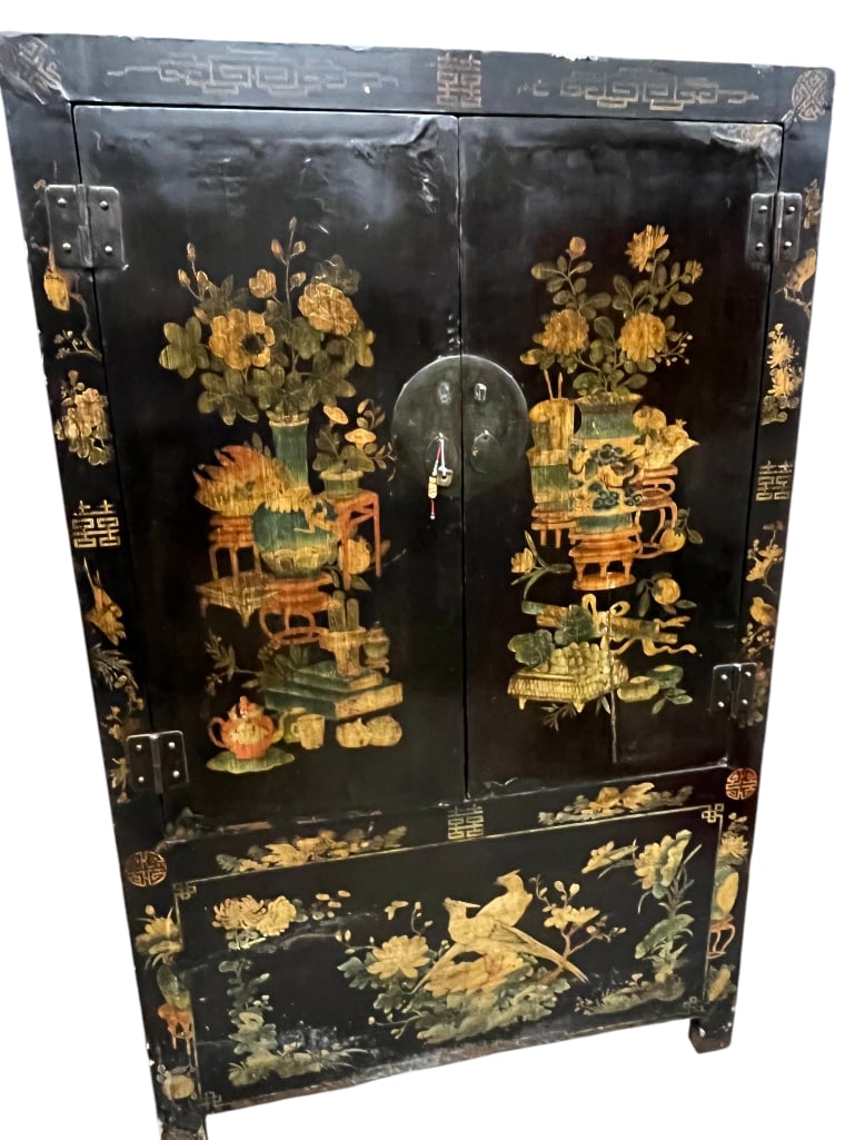 Large Chinese Black Lacquer Cabinet (1 of 6)