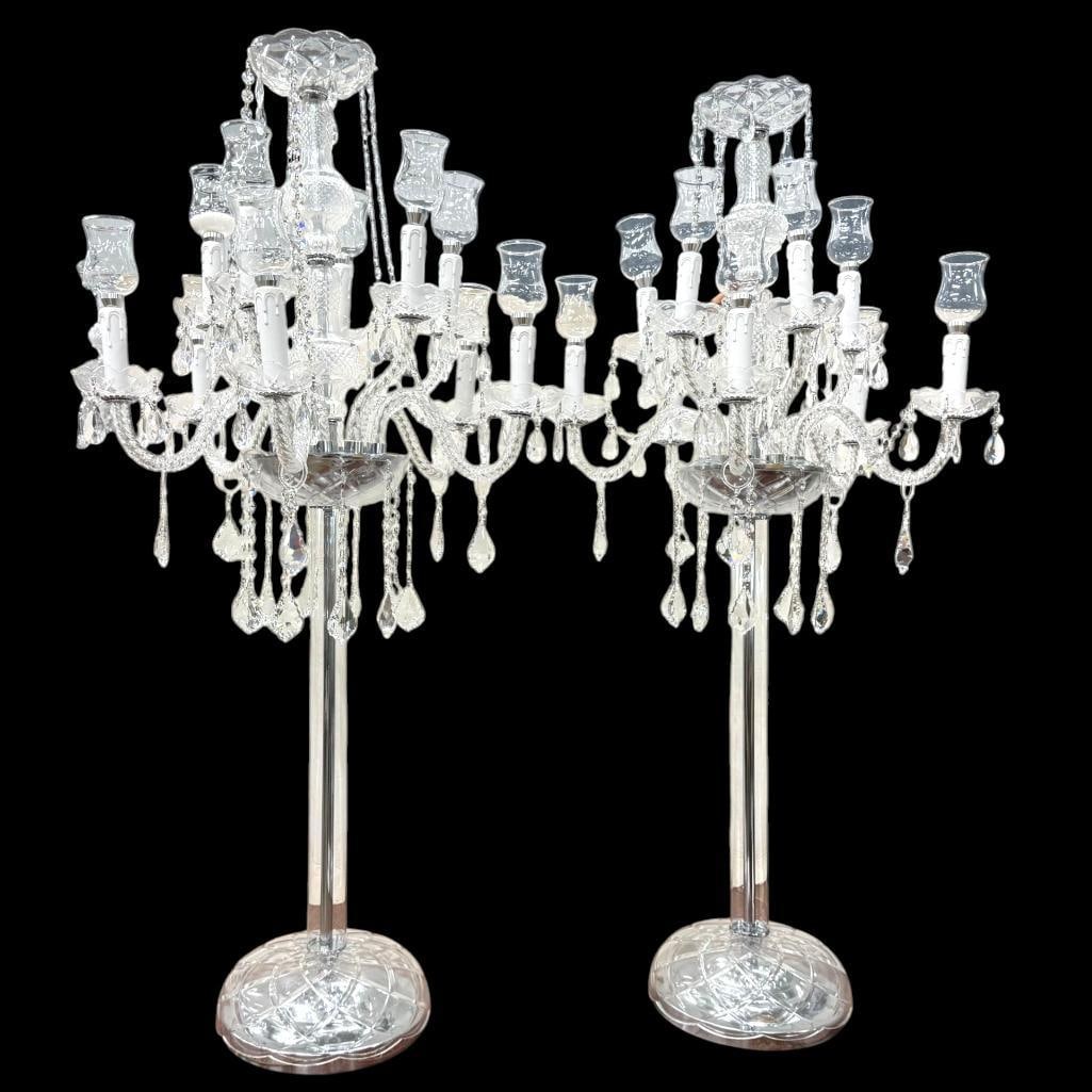 Pair of Elegant 10 Arm Candelabra: Pair of Elegant 10 Arm Candelabra. Perfect for Wedding decorations or statement pieces in your home. Approx. 48 x 22 x 22 inches. Local pick up or 3rd party shipping only.