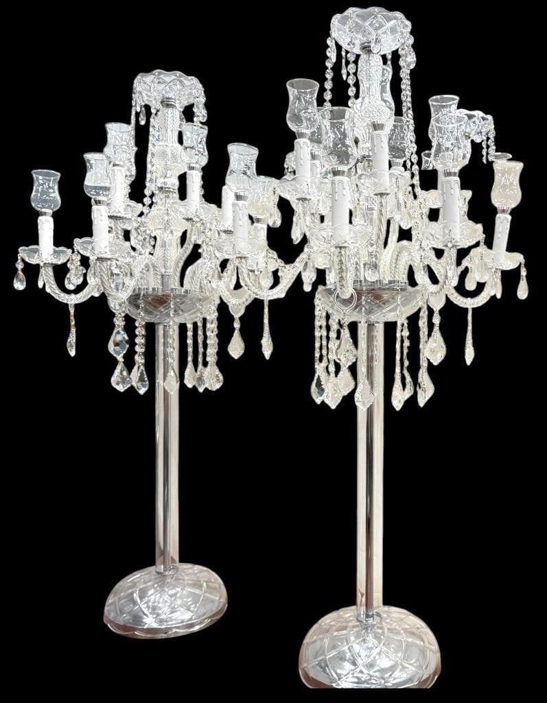 Pair of Elegant 10 Arm Candelabra: Pair of Elegant 10 Arm Candelabra. Perfect for Wedding decorations or statement pieces in your home. Approx. 48 x 22 x 22 inches. Local pick up or 3rd party shipping only.