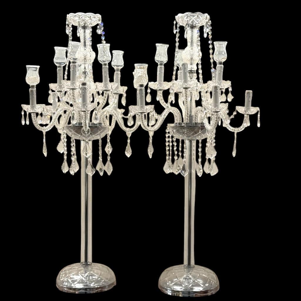 Pair of Elegant 10 Arm Candelabra: Pair of Elegant 10 Arm Candelabra. Perfect for Wedding decorations or statement pieces in your home. Approx. 48 x 22 x 22 inches. Local pick up or 3rd party shipping only.