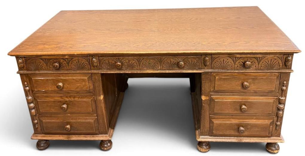 Kittinger Walnut Desk: Kittinger Walnut Desk. Approx. 66 inches wide x 36 inches deep x 31 inches high.