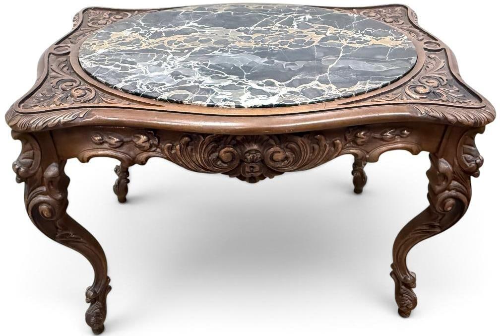 Walnut side table with Marble insert (1 of 4)