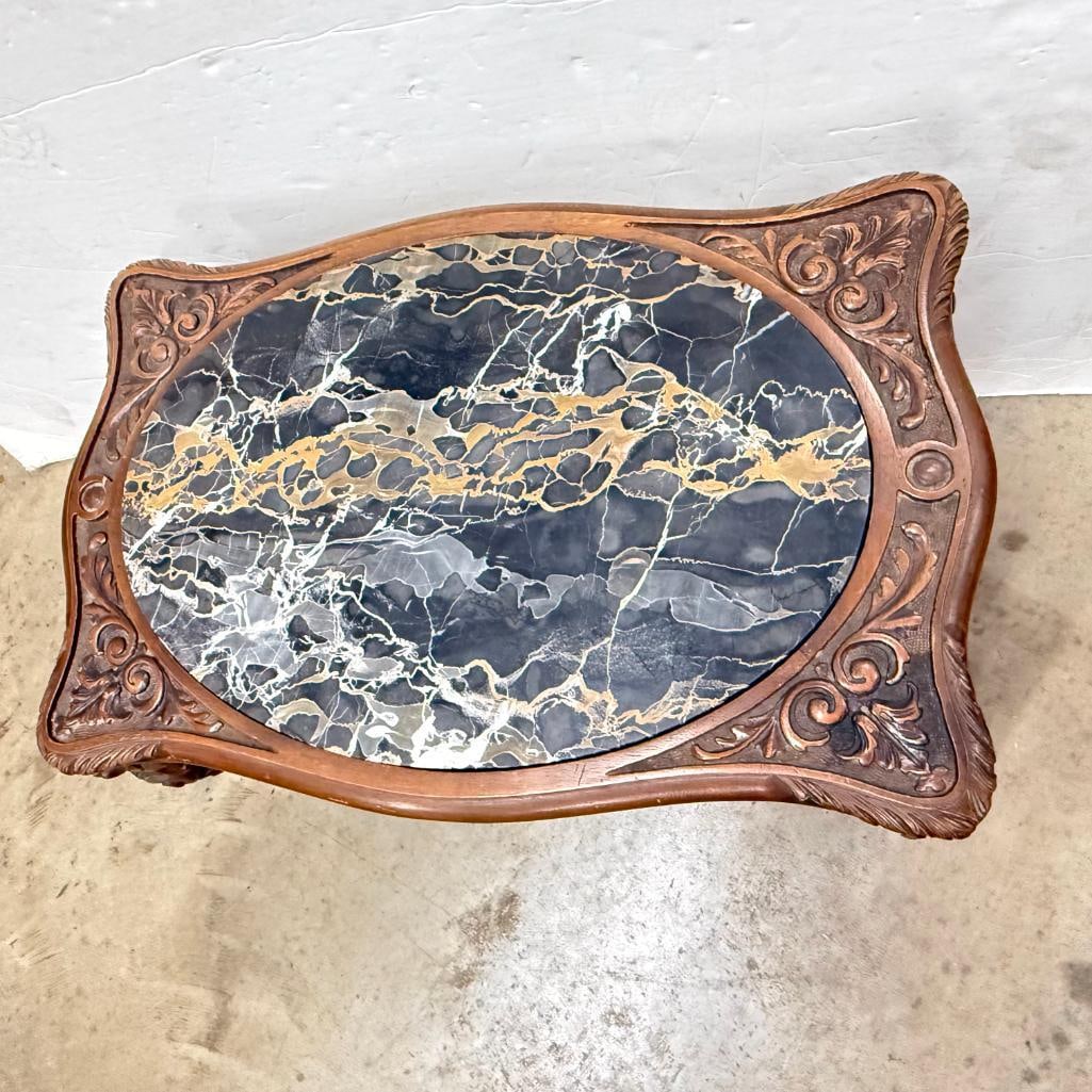 Walnut side table with Marble insert - 2