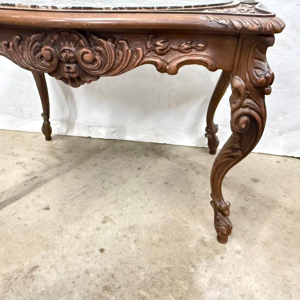 Walnut side table with Marble insert - 3