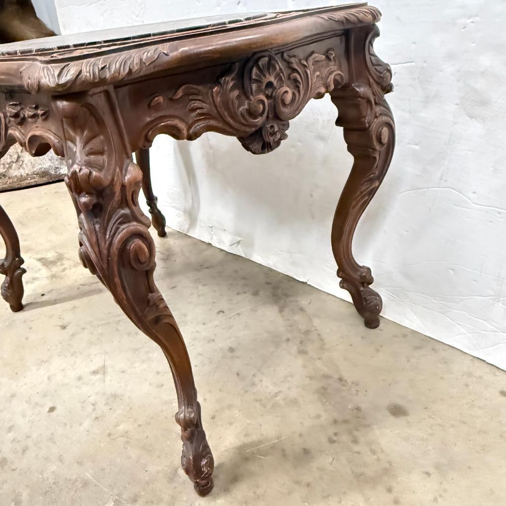 Walnut side table with Marble insert - 4