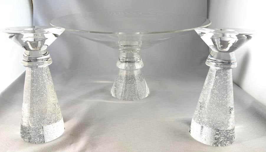 Steuben Art Glass Stardust Bowl and Candlesticks (1 of 8)