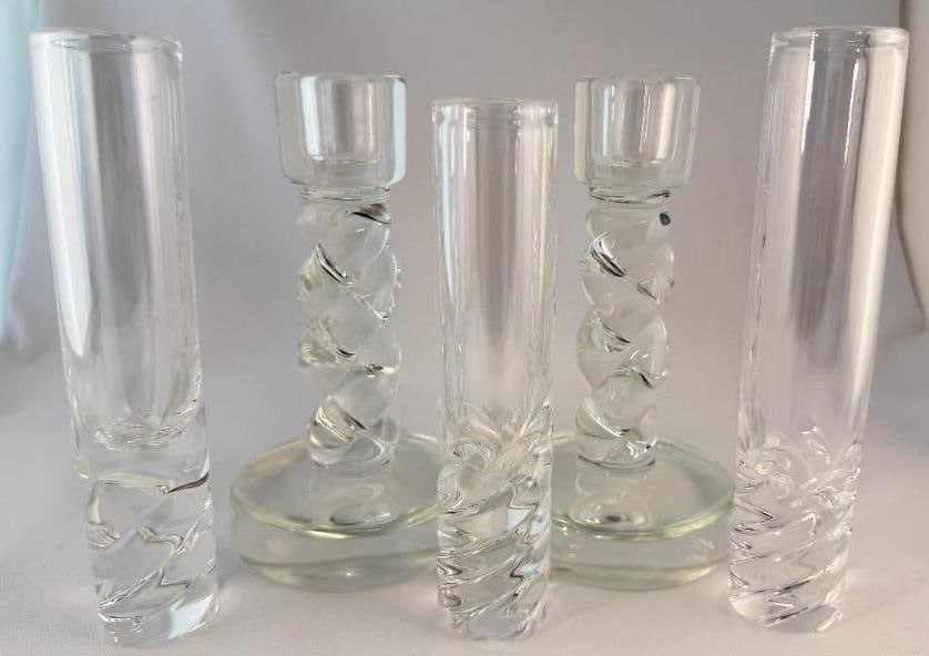 Steuben Art Glass Twist Candlesticks and Vases (1 of 8)