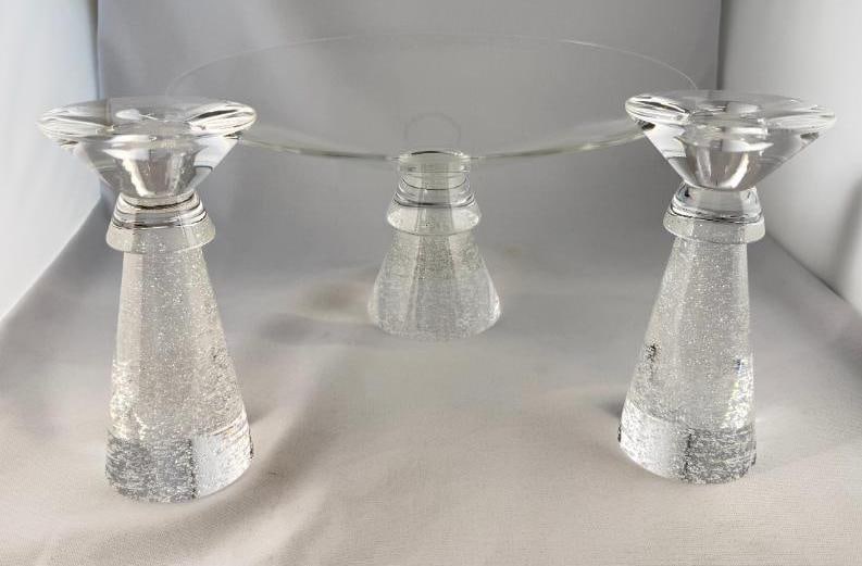 Steuben Art Glass Stardust Bowl and Candlesticks (1 of 8)