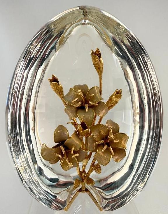 Steuben Crystal Egg with 18k Gold Floral Decorations (1 of 8)
