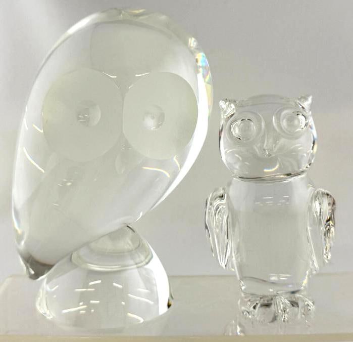 2 Steuben Art Glass Owl Paperweights (1 of 4)