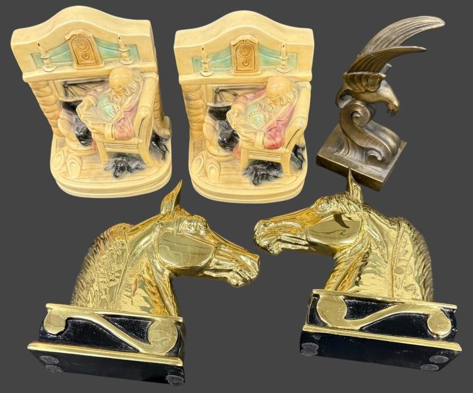 Pair of chalkware figural bookends etc. (1 of 4)