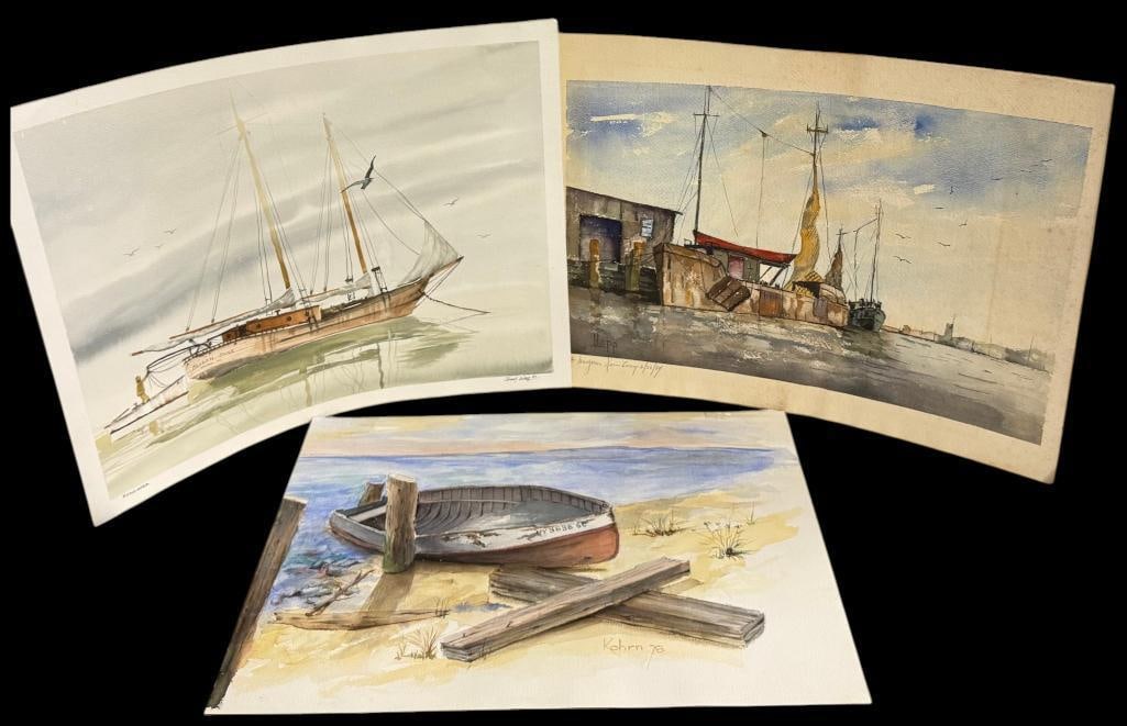 3 Signed Nautical Watercolors (1 of 8)