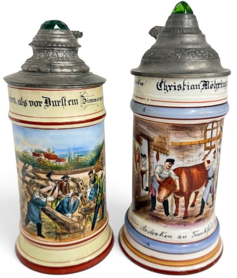 2 German Occupational Steins with jewels (1 of 8)