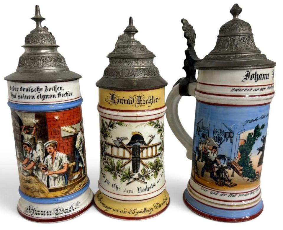 3 German Occupational Steins with lithophane (1 of 7)