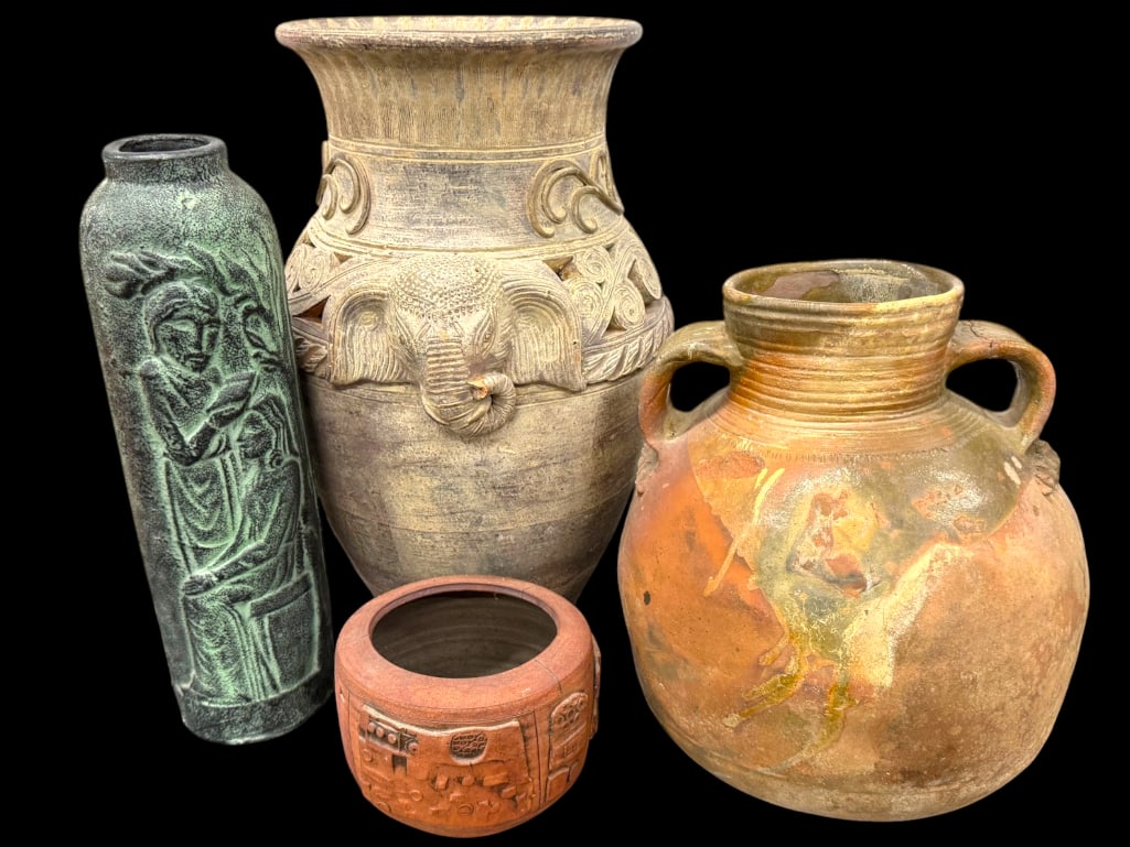 4 Pottery Vases: 4 Pottery Vases / pots. Largest approx. 23 x 18 x 16 inches.