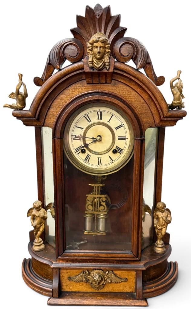 Ansonia Triumph Walnut mirrored side Parlor Clock (1 of 7)