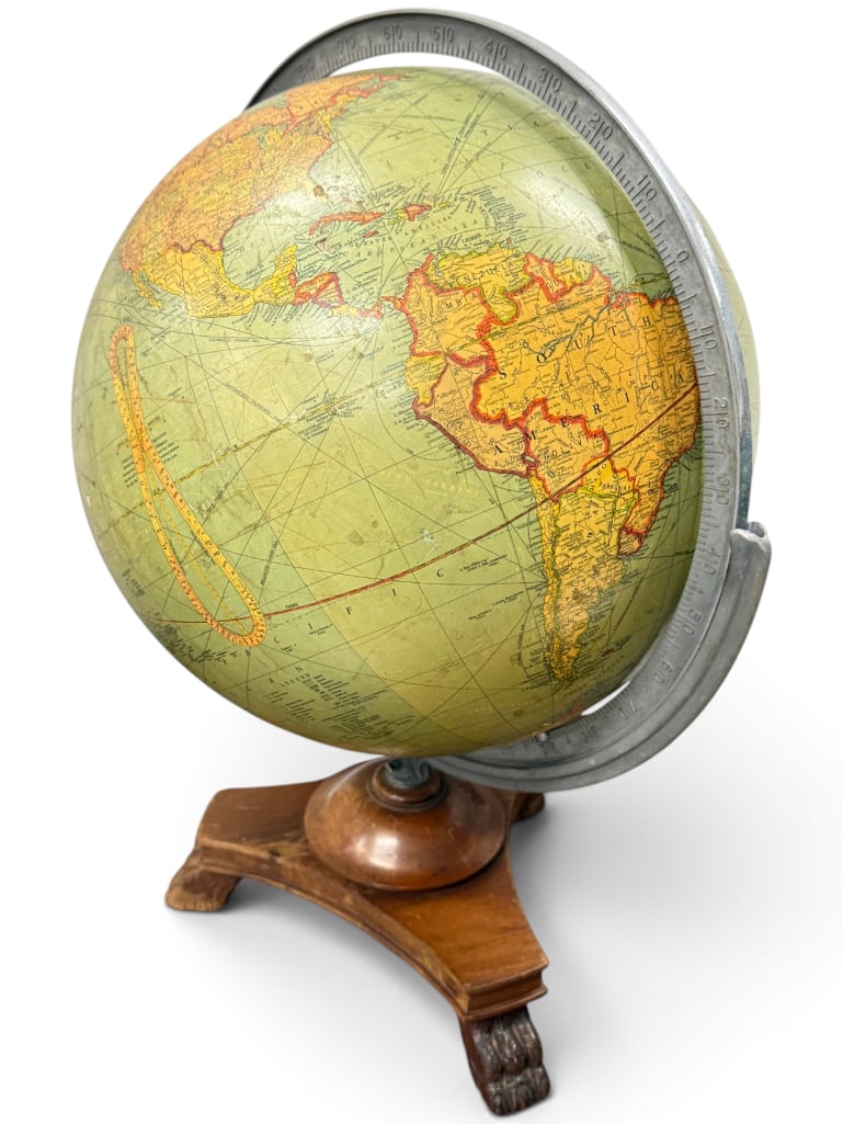 16 Inch Liberty Globe on wood stand: 16 Inch Liberty Globe on wood stand. Approx. 25 inches tall.