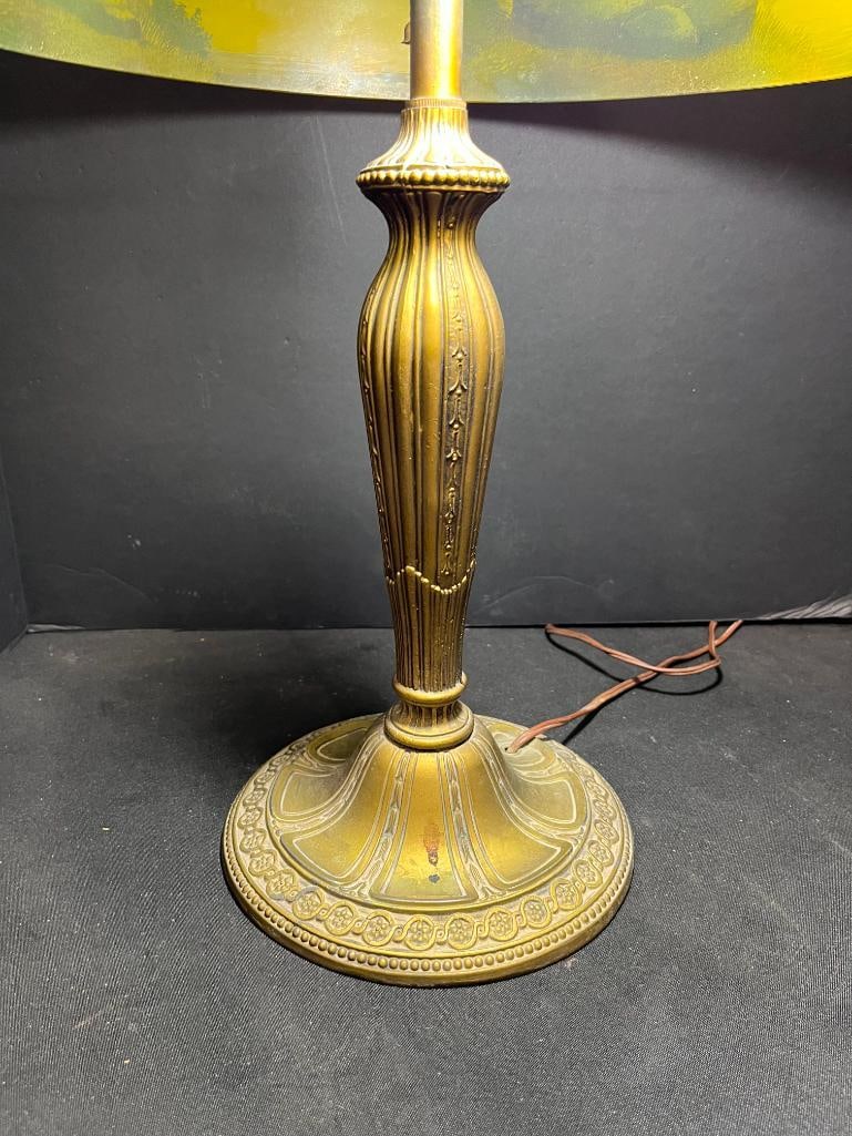 Reverse Painted Lamp with Bronze base - 5