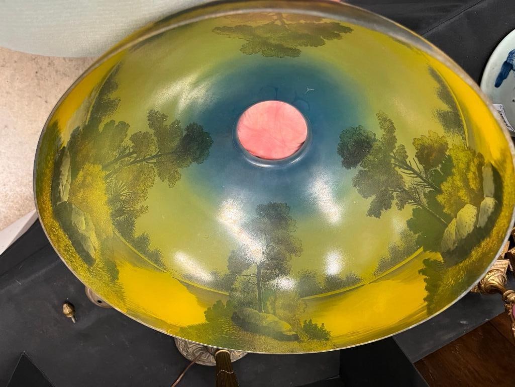 Reverse Painted Lamp with Bronze base - 7