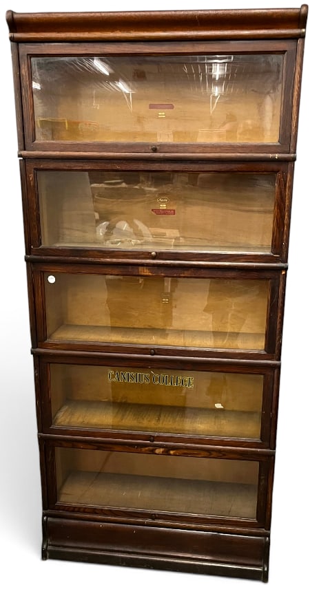 Macey 5 Stack Oak Barrister Bookcase: Macey 5 Stack Oak Barrister Bookcase. Approx. 76 x 34 x 12 inches.
