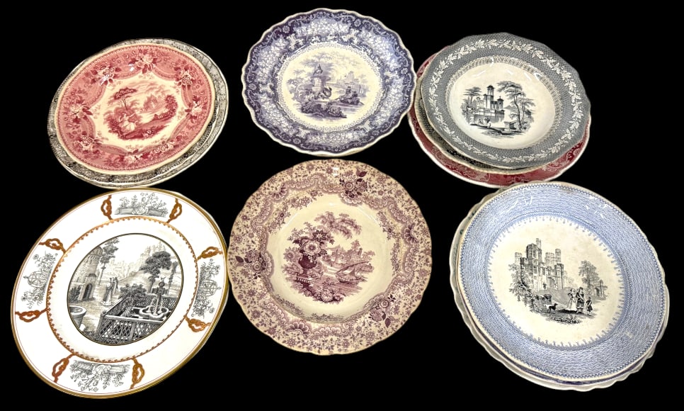 15 Transferware plates, bowls etc. (1 of 6)