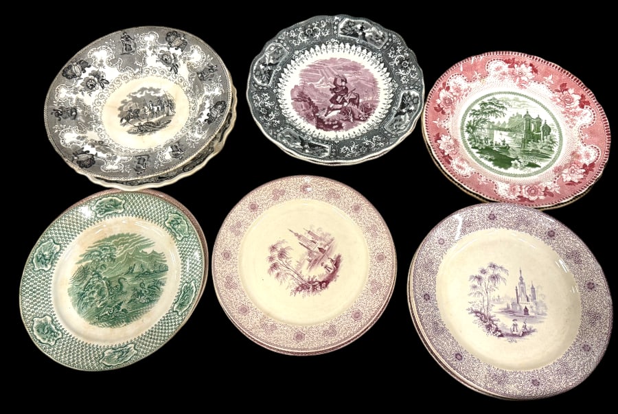 13 Transferware plates, bowls etc. (1 of 6)