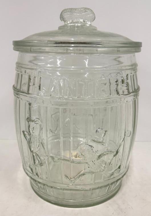 Planters Peanuts Advertising Counter Jar: Planters Peanuts Advertising Counter Jar. Approx. 13 x 9 x 9 inches.