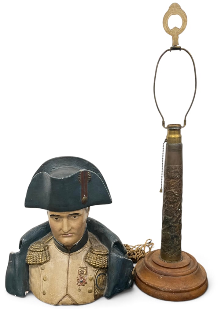 WW2 Trench Art Lamp and Napoleon bust (1 of 10)