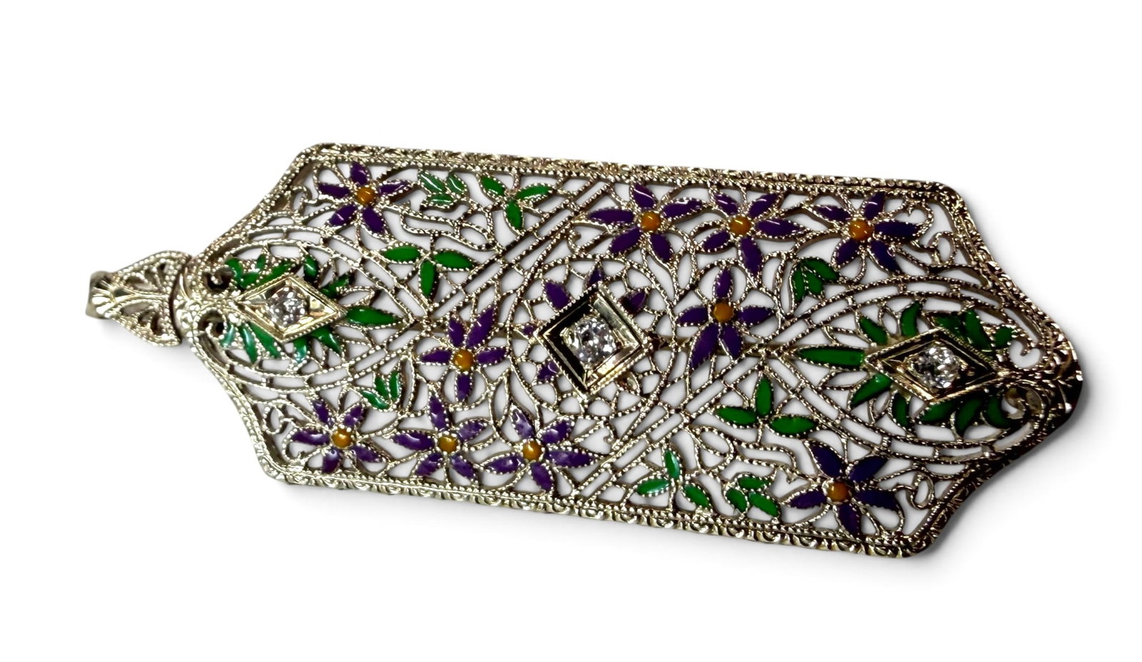 Art Deco 14k Gold with Diamonds pin: Art Deco 14k Gold with Diamonds pin. Approx. 4.8 grams.