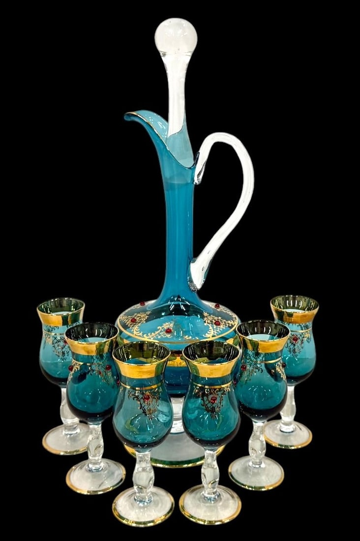 Murano Venetian Decanter and glasses (1 of 7)