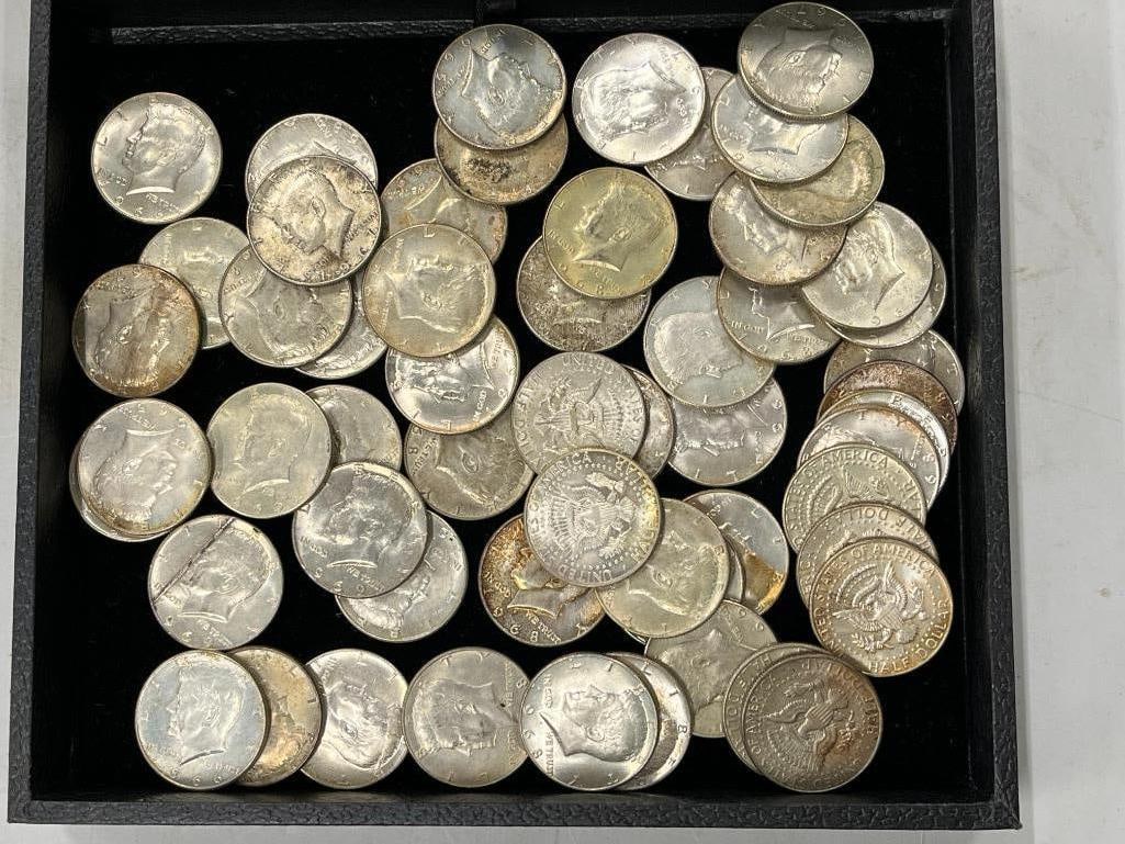 40% Silver Kennedy halves: 40% Silver Kennedy halves. Approx. 56 pieces.