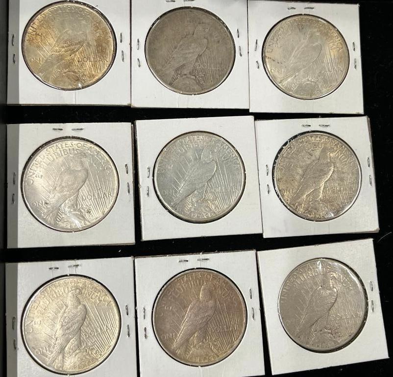 9 U.S. Silver Peace Dollars - 2