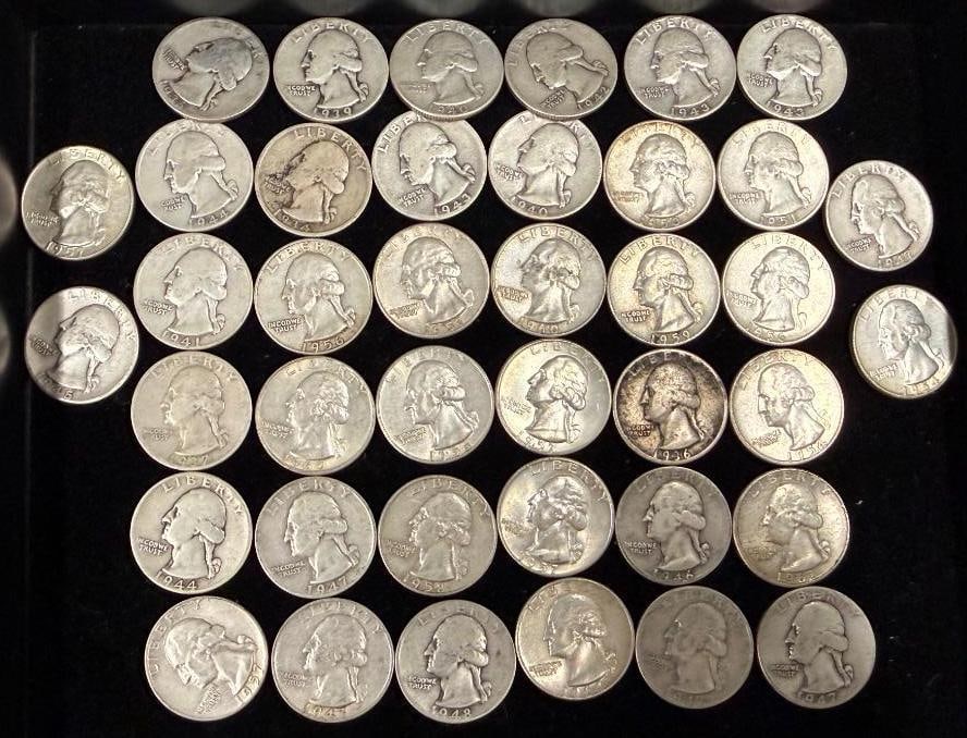 $10.00 face value Washington Silver quarters: $10.00 face value Washington Silver quarters.