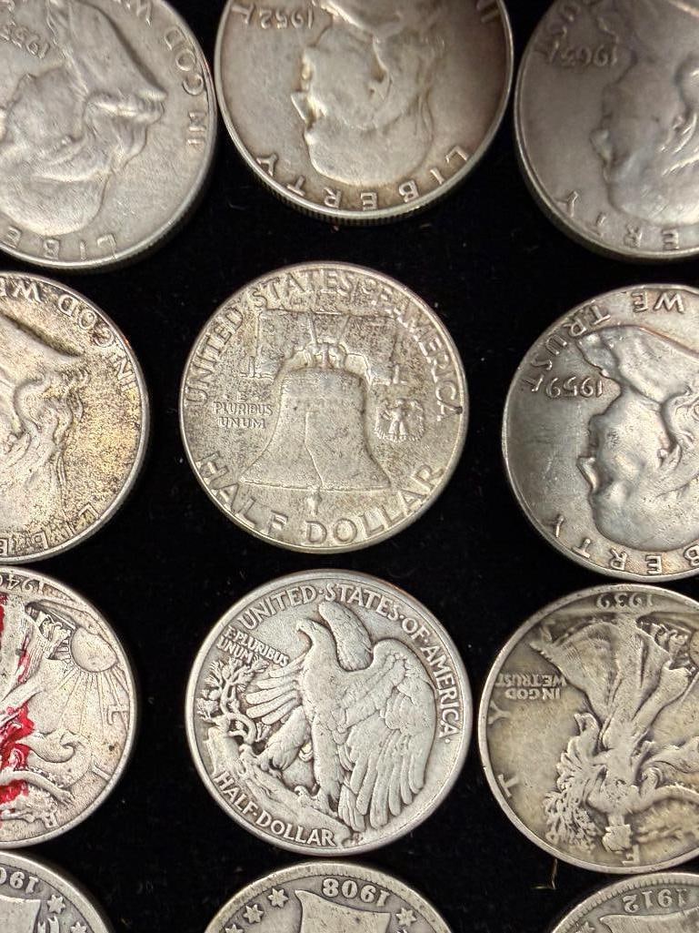 16 U.S. Silver Half Dollars - 2