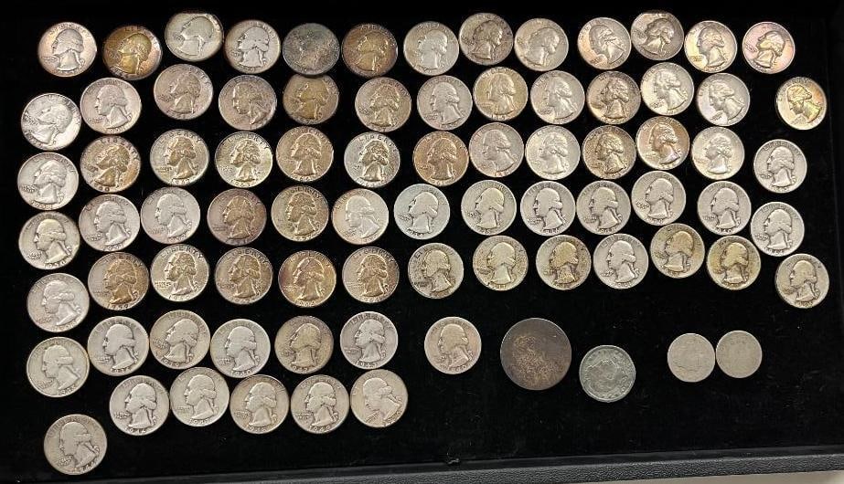 Silver Washington Quarters, Seated Liberty Half and more: Silver Washington Quarters, Seated Liberty Half and more. Approx. 80 pieces.
