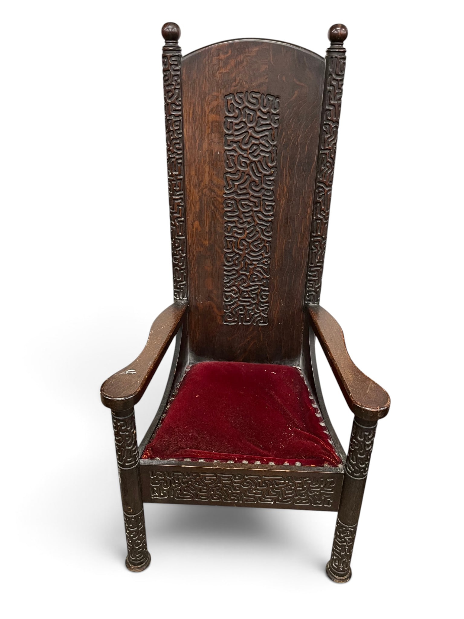 High back carved Oak arm chair (1 of 7)