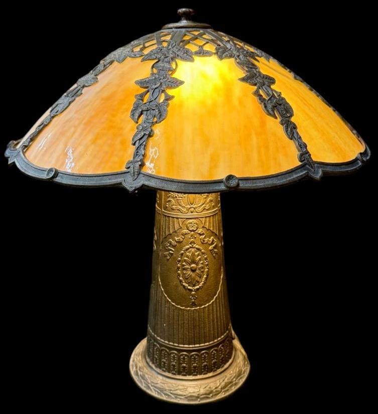 8 Panel Slag Glass Lamp (1 of 5)