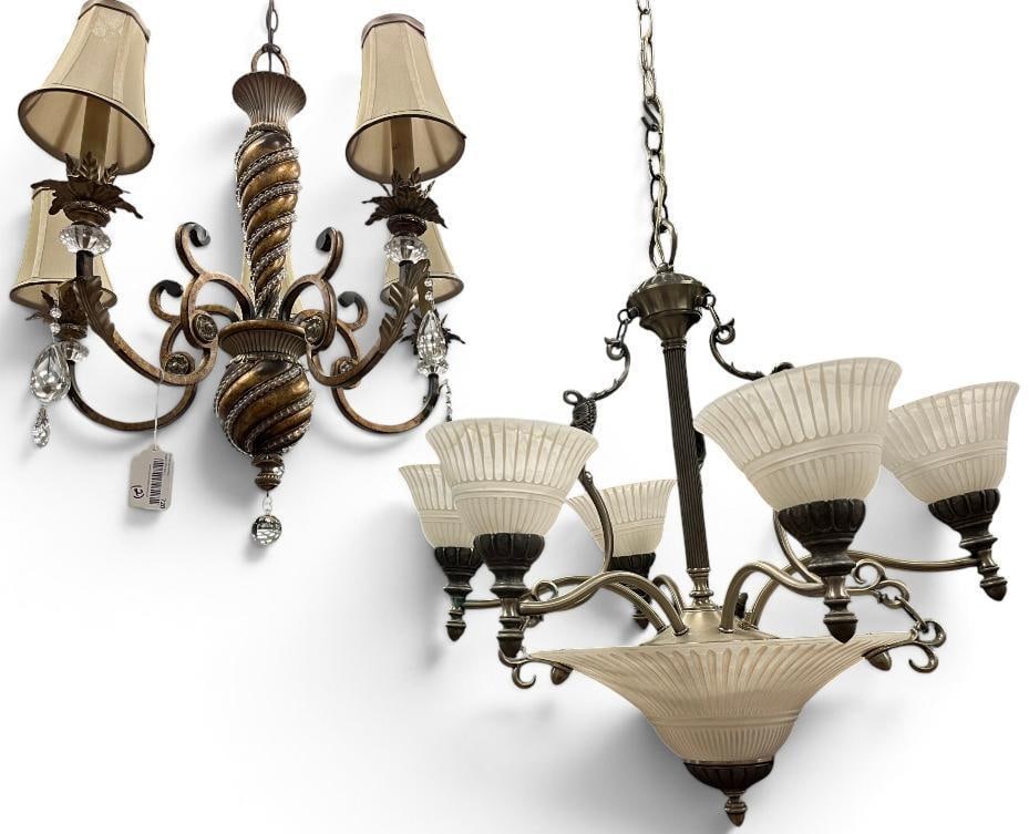 2 Chandeliers: 2 Chandeliers. Approx. 30 x 26 inches.