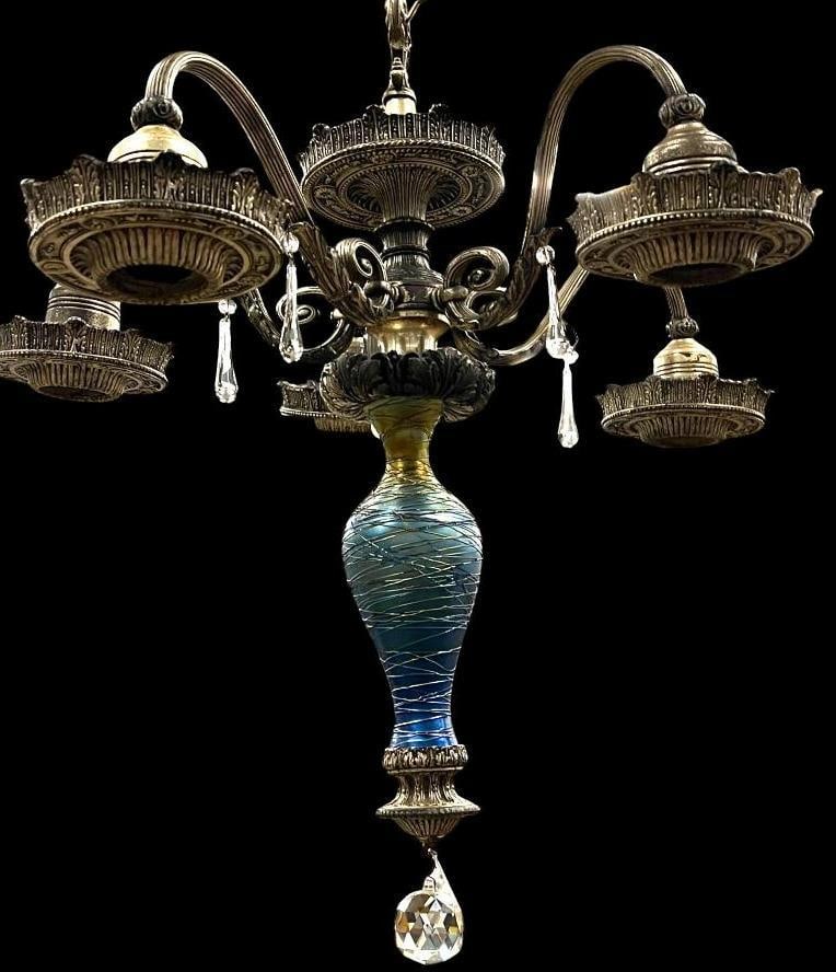 Durand Art Glass Chandelier: Durand Art Glass Chandelier. Approx. 22 x 22 x 22 inches.