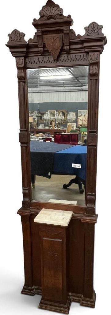 Victorian Walnut Pier Mirror: Victorian Walnut Pier Mirror. Approx. 87 x 24 x 10 inches.