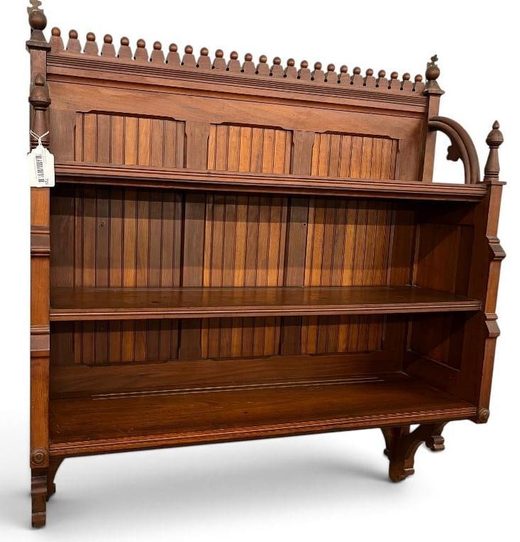 Gothic Walnut wall mounted open shelf (1 of 3)