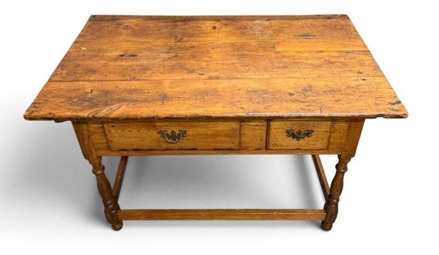 Antique Pine 2 drawer side table - 2