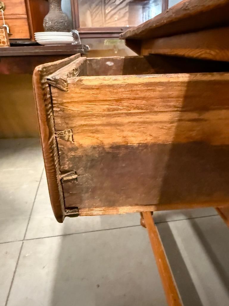 Antique Pine 2 drawer side table - 3