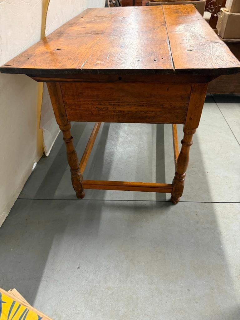 Antique Pine 2 drawer side table - 5