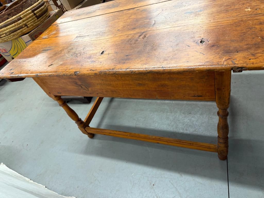 Antique Pine 2 drawer side table - 6