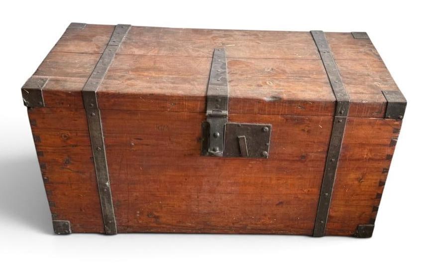 Antique Italian Military supply trunk: Antique Italian Military supply trunk. Approx. 43 x 22 x 21 inches.